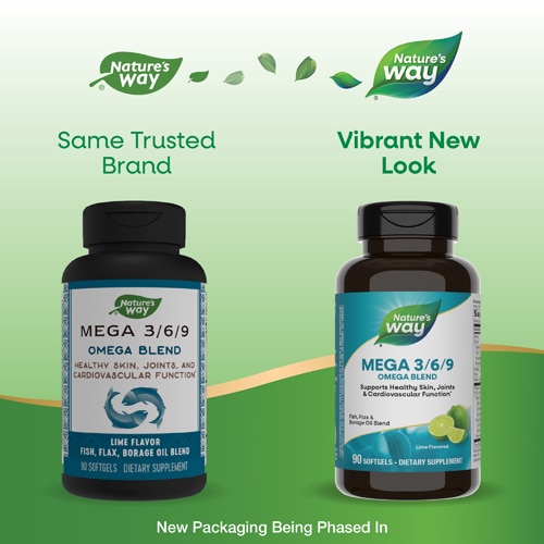 Nature's Way Mega 3-6-9 Omega Blend - Fish-Flax-Borage Oil Blend - Lime Flavored