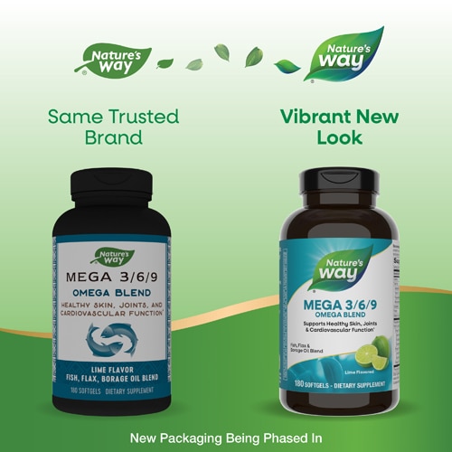 Nature's Way Mega 3-6-9 Omega Blend - Fish-Flax-Borage Oil Blend - Lime Flavored