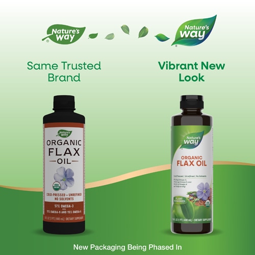 Nature's Way Organic Flax Oil - 57% Omega-3 - Omega-6 - Omega-9 - USDA Certified Organic