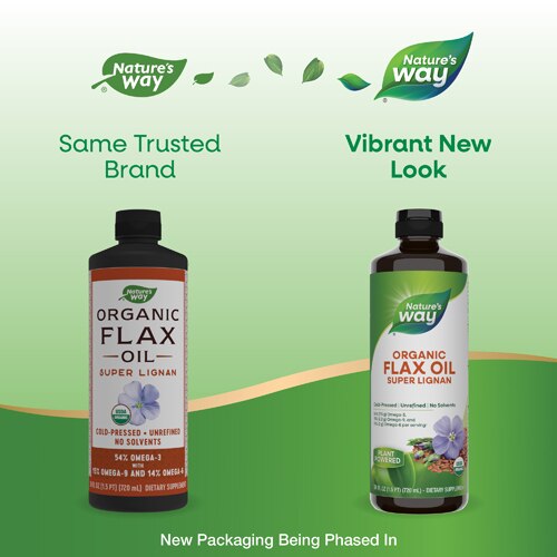 Nature's Way Organic Flax Oil - Super Lignan - 54% Omega-3 - Cold-Pressed & Unrefined -- 24 fl oz