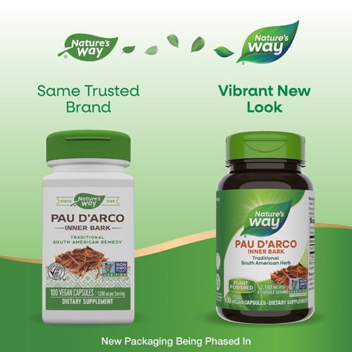 Nature's Way Pau D’Arco Inner Bark -- 1090 mg Per Serving - 100 Capsules