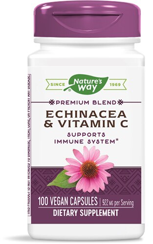 Nature's Way Premium Blend Echinacea & Vitamin C -- 922 mg Per Serving - 100 Vegan Capsules