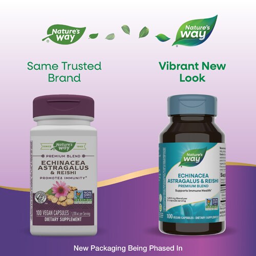 Nature's Way Premium Blend Echinacea Astragalus & Reishi -- 1 200 mg Per Serving - 100 Vegan Capsules