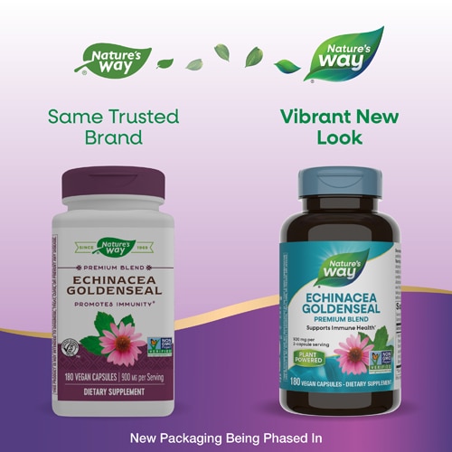 Nature's Way Premium Blend Echinacea Goldenseal -- 900 mg Per Serving - 180 Vegan Capsules