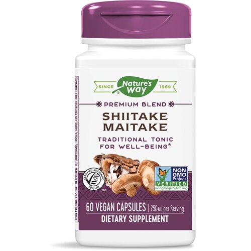 Nature's Way Premium Blend Shittake Maitake -- 250 mg Per Serving - 60 Vegan Capsules