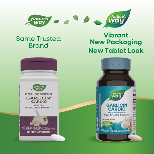 Nature's Way Premium Herbal Garlicin Cardio -- 350 mg Per Serving - 90 Vegan Tablets