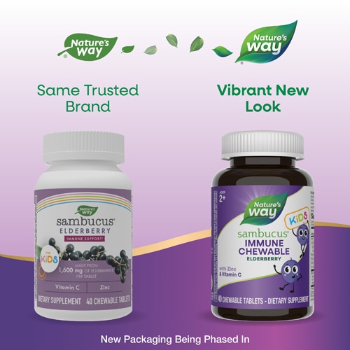 Nature's Way Sambucus Immune Chewable for Kids - Elderberry - Vitamin C & Zinc