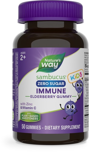 Nature's Way Sambucus Kids Zero Sugar Immune Elderberry Gummy - Vitamin C & Zinc