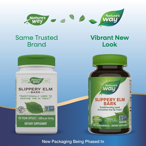 Nature's Way Slippery Elm Bark - 1600 mg Per Serving -- 100 Vegan Capsules