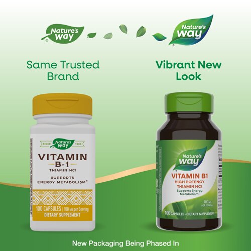 Nature's Way Vitamin B-1 - Thiamin HCI - Supports Energy Metabolism -- 100 Capsules