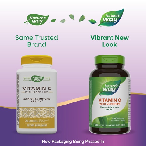 Nature's Way Vitamin C with Rose Hips - 1,000 mg Vitamin C Per 2-Capsule Serving