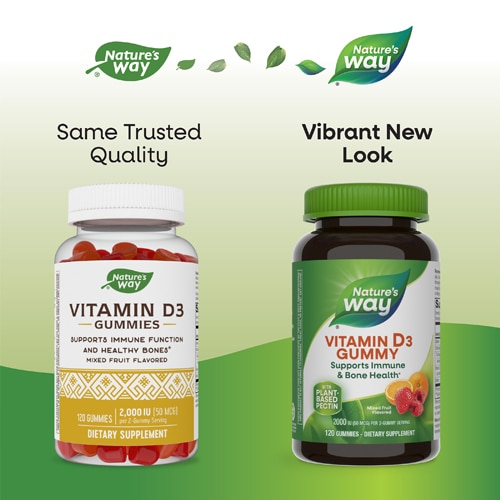 Nature's Way Vitamin D3 Gummies - Supports Immune and Bone Health Mixed Fruit -- 120 Gummies