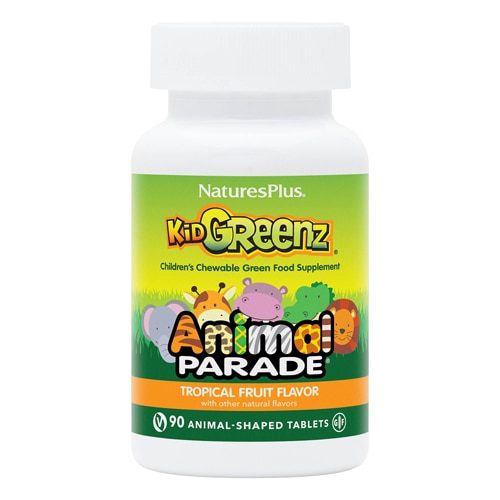 NaturesPlus Animal Parade Children's Kid Greenz Green Food Supplement Tropical Fruit