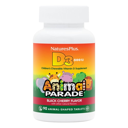 NaturesPlus Animal Parade® Vitamin D3 Black Cherry -- 500 IU - 90 Chewable Tablets