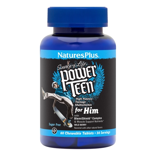 NaturesPlus Source of Life Power Teen for Him Sugar Free Wild Berry