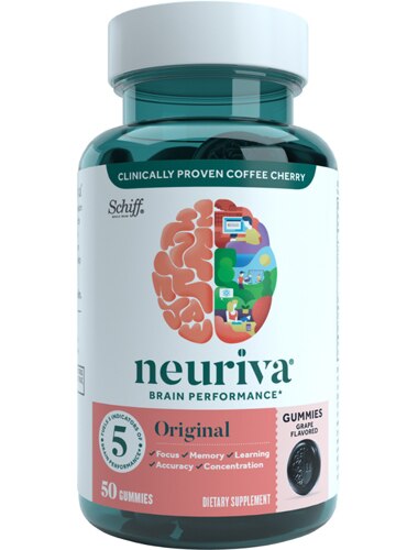 Neuriva Gummies Brain Performance Supplement Gluten Free Vegetarian Grape -- 50 Gummies