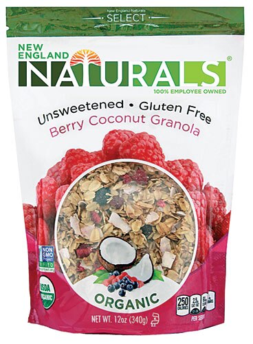 New England Naturals Organic Gluten Free Unsweetened Granola Berry Coconut -- 12 oz