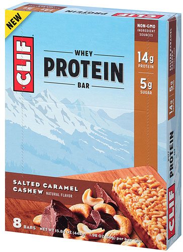 Clif Whey Protein Bar Salted Caramel Cashew -- 8 Bars