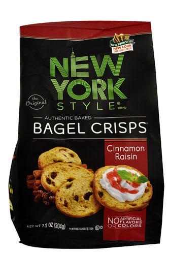 New York Style Authentic Baked Bagel Crisps Cinamon Raisin -- 7.2 oz