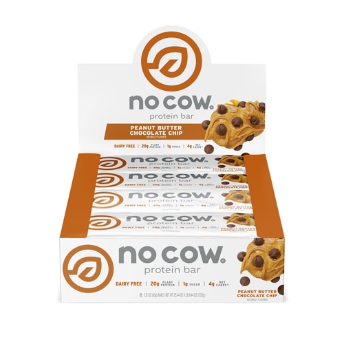 No Cow Protein Bar Peanut Butter Chocolate Chip -- 12 Bars