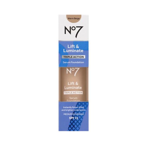 No7 Lift & Luminate Triple Action Serum Foundation SPF 15 Warm Beige -- 1 fl oz