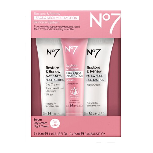 No7 Restore & Renew Face & Neck Multi Action Travel Set