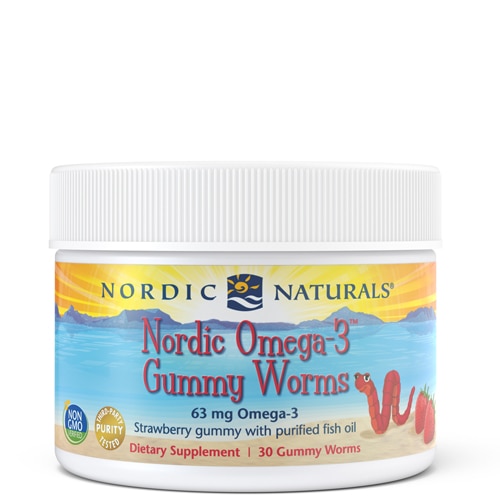 Nordic Naturals Nordic Omega 3 Gummy Worms Strawberry -- 30 Gummies
