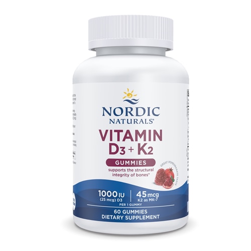 Nordic Naturals Vitamin D3 Plus K2 Gummies Pomegranate 60 Gummies