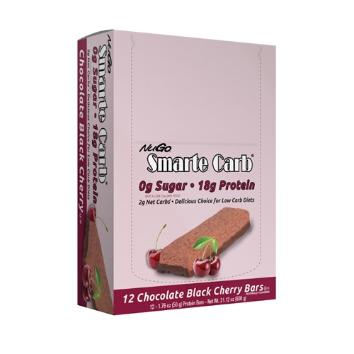 NuGo Nutrition Smarte Carb Sugar Free Bars Chocolate Black Cherry -- 12 Bars