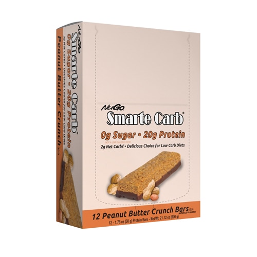 NuGo Nutrition Smarte Carb® Sugar Free Protein Bars Peanut Butter Crunch -- 12 Bars