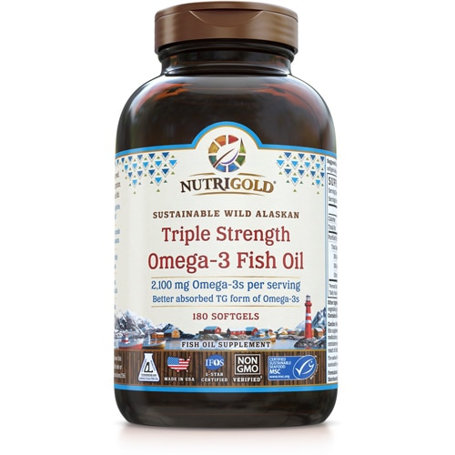 NutriGold Triple Strength Omega-3 Fish Oil -- 180 Softgels