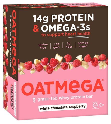 Oatmega Bar White Chocolate Raspberry -- 12 Bars