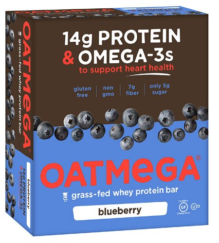 Oatmega Grass Fed Whey Protein Bar Blueberry -- 12 Bars
