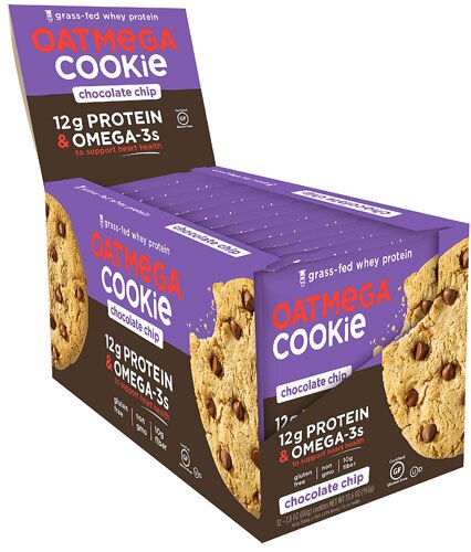 Oatmega Grass-Fed Whey Protein Cookie Gluten Free Chocolate Chip -- 12 Cookies
