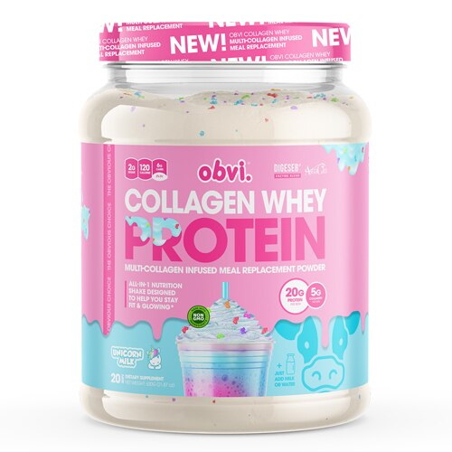 Obvi Collagen Whey Protein Meal Replacement Powder Unicorn Milk