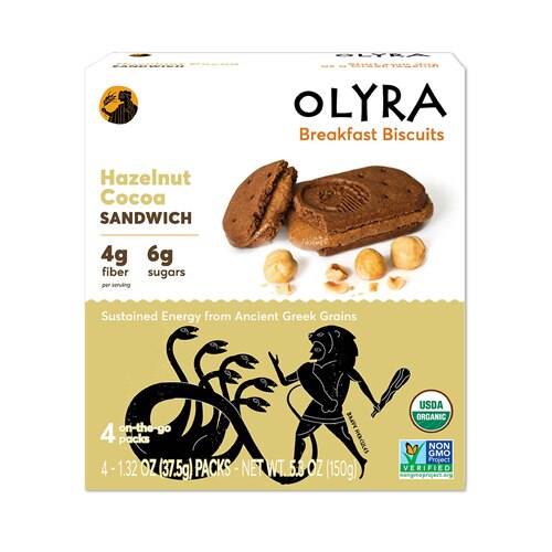Olyra Organic Breakfast Biscuits Sandwich Hazelnut Cocoa -- 4 Packs