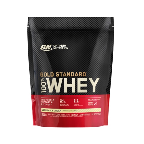 Optimum Nutrition Gold Standard 100 Whey Protein Powder Vanilla Ice Cream 1.5 lb