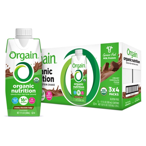 Orgain Organic Nutrition Grass Fed Protein Shake Creamy Chocolate Fudge -- 12 Shakes