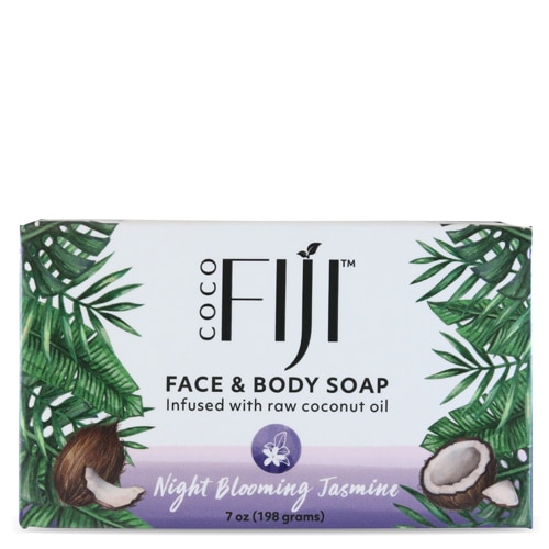Organic Fiji Face and Body Coconut Oil Bar Soap Night Blooming Jasmine -- 7 oz