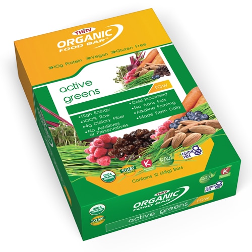 Organic Food Bar Raw Active Greens -- 12 Bars