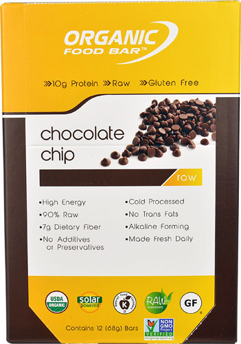 Organic Food Bar Raw Bar Chocolate Chip -- 12 Bars