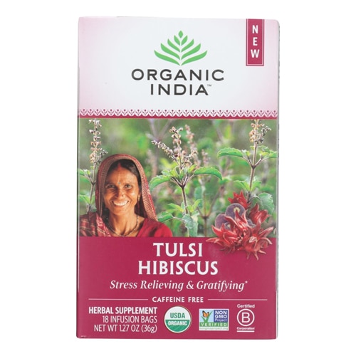 Organic India Tulsi Hibiscus Tea -- 18 Tea Bags
