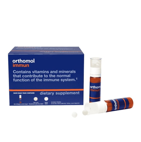 Orthomol Immun Vial - Daily Liquid Immune Support - Vitamins A-B-C-D-E-Zinc-Iodine