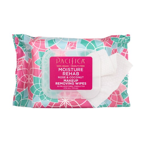 Pacifica Moisture Rehab Makeup Removing Wipes Rose & Coconut -- 30 Wipes