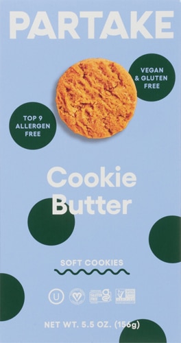 Partake Foods Gluten Free Vegan Soft Baked Cookies Butter -- 5.5 oz
