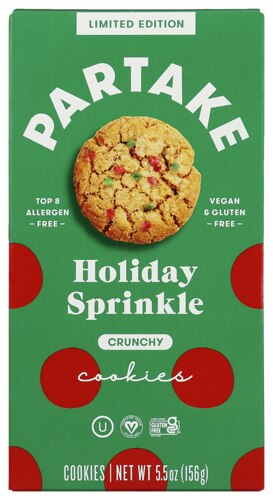 Partake Crunchy Cookies Holiday Sprinkle