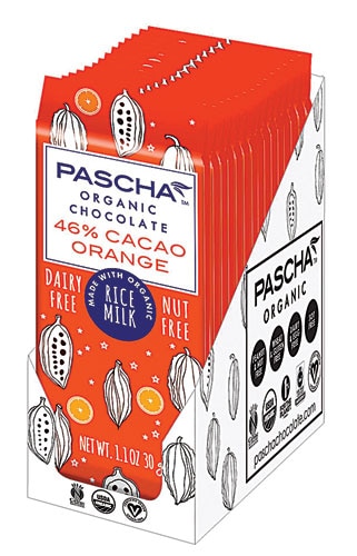 Pascha Organic Rice Milk Chocolate Bar 46% Cacao Vegan Orange -- 15 Bars