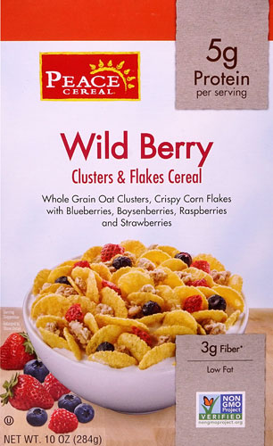 Peace Cereal Clusters and Flakes Cereal Wild Berry -- 10 oz