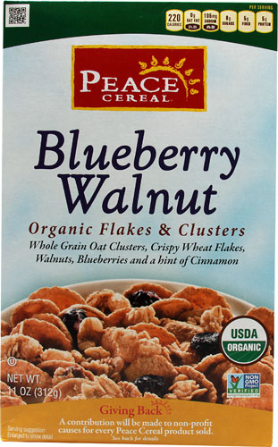 Peace Cereal Organic Flakes &amp; Clusters Blueberry Walnut -- 11 oz