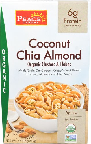 Peace Cereal Organic Flakes &amp; Clusters Coconut Chia Almond -- 11 oz